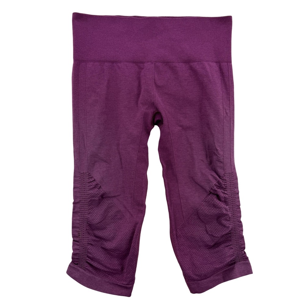 Lululemon Pants Womens 8 Purple In the Flow Crop Capri Leggings Yoga Ribbed Gym